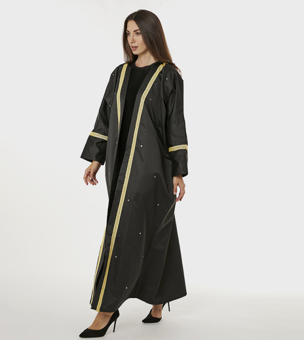 Lace Detail Victoria Satin Abaya