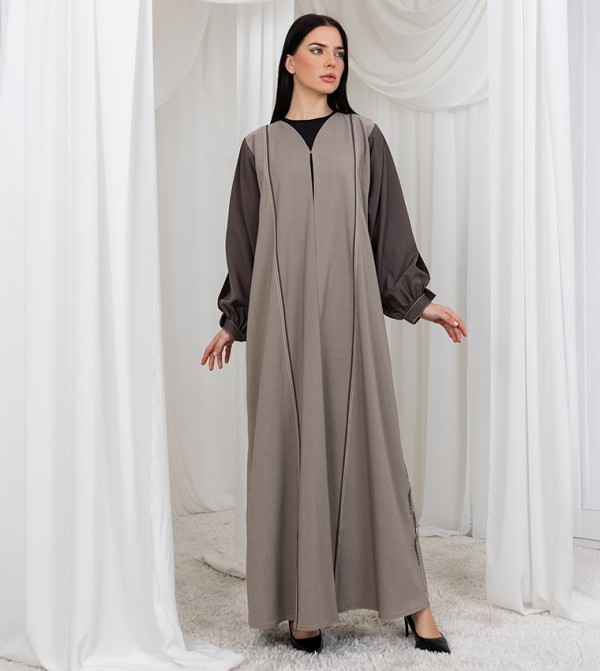 Melange Embroidery Color Block Abaya