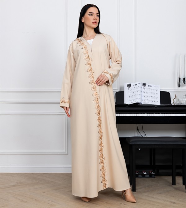 Phua Embroidered V-Neck Abaya