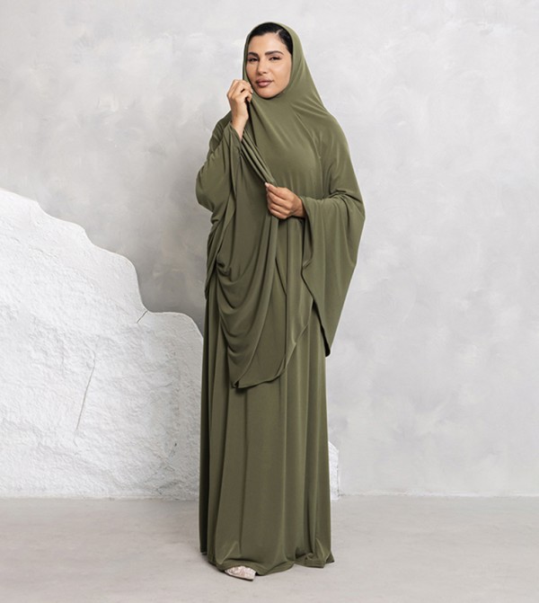 Solid Hijab & Abaya Set