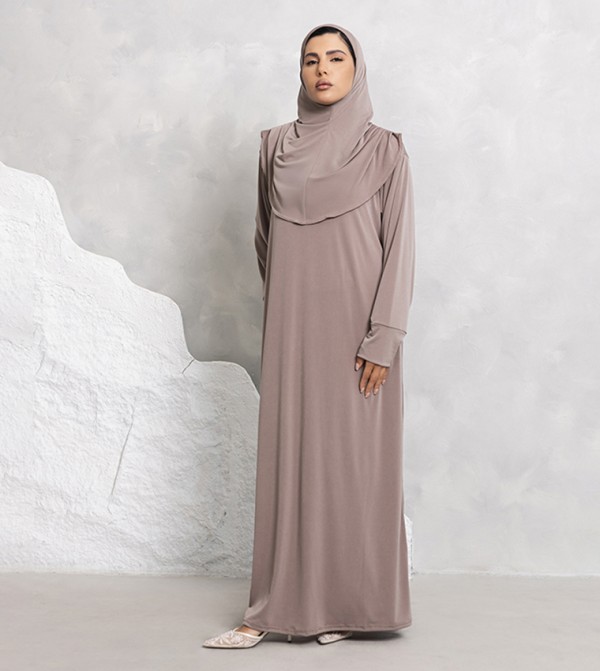 Solid Long Sleeves Jersey Abaya
