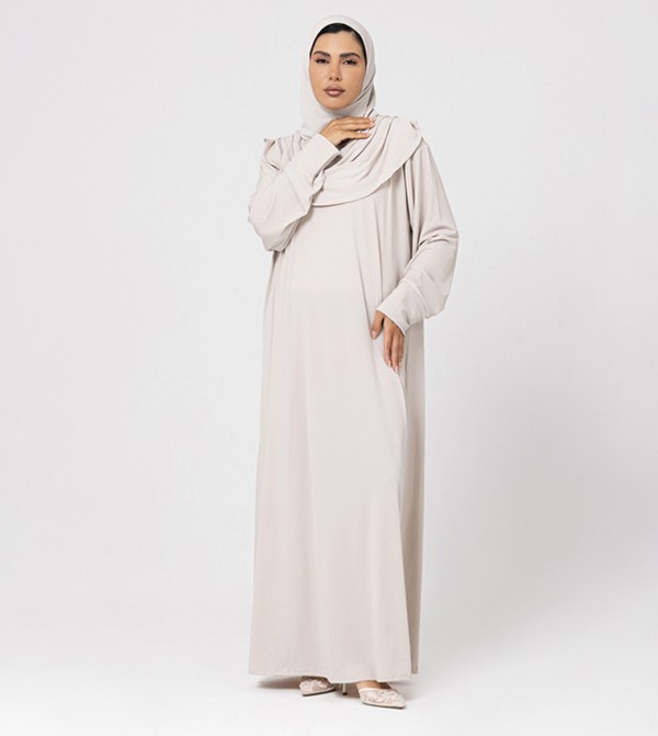 عباية جيرسيه سادة بأكمام طويلة  