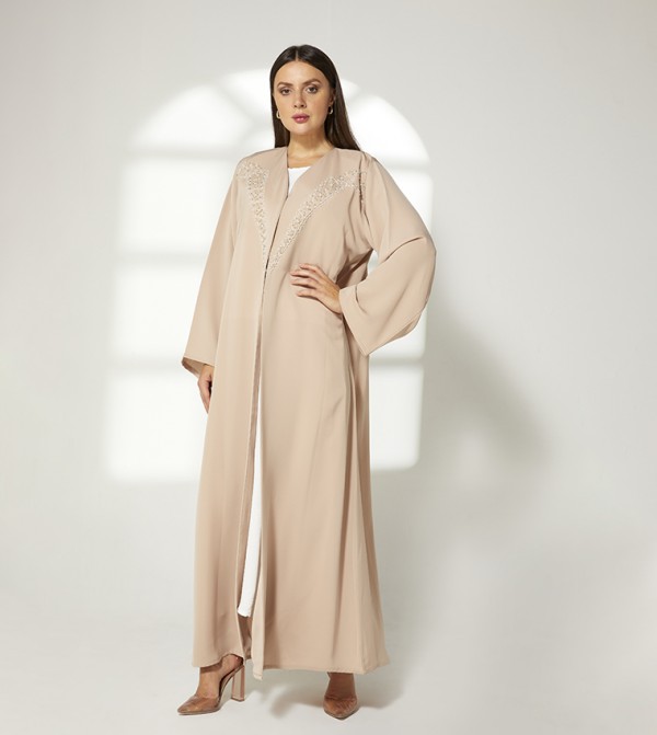 Bead Embellished Long Sleeves Abaya