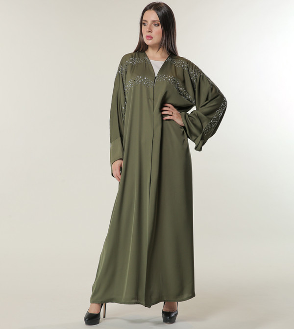 Embellished V-Neck Abaya