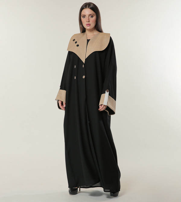 Colour Blockk Button Detailed abaya