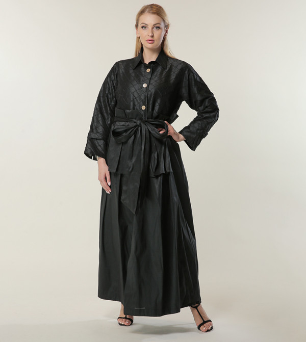 Button Detailed Waist Belt Abaya