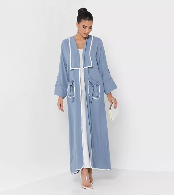 Pocket Detailed Long Sleeves Designer Abaya
