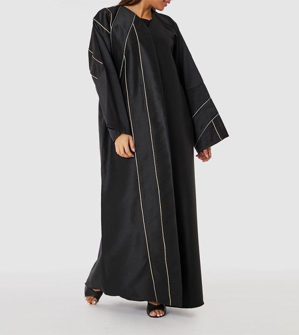 Contrast Trim Long Sleeves Abaya