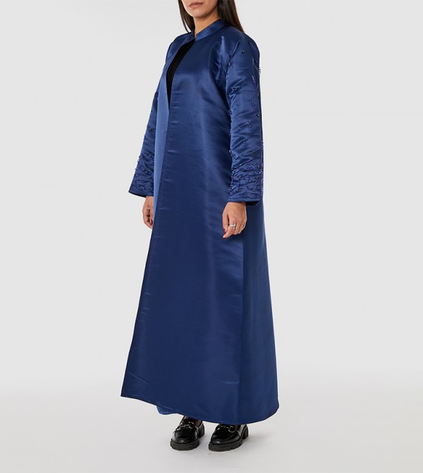 Embellished Sleeves Mandarin Collar Abaya
