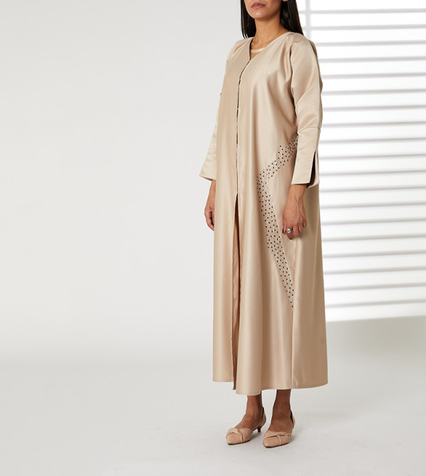 Embellished V-Neck Open Abaya
