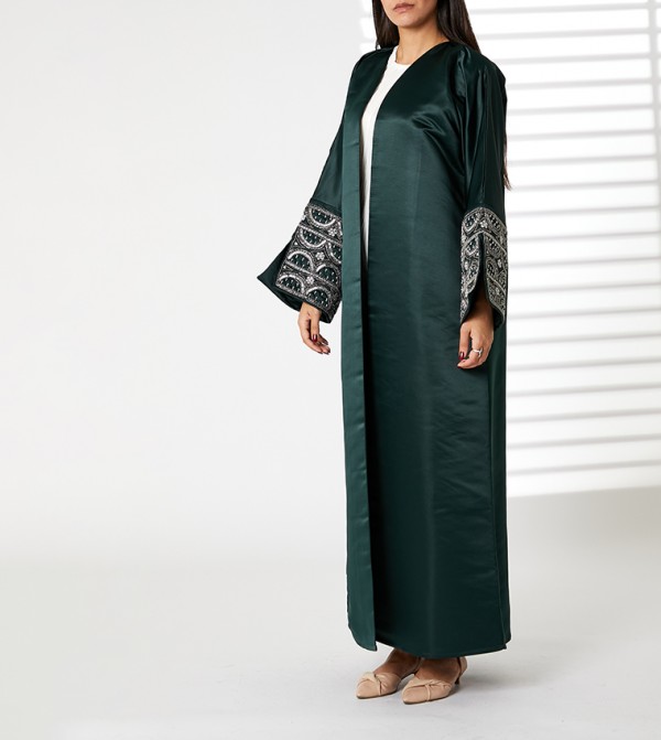 Embellished Abaya with Slit Cuffs