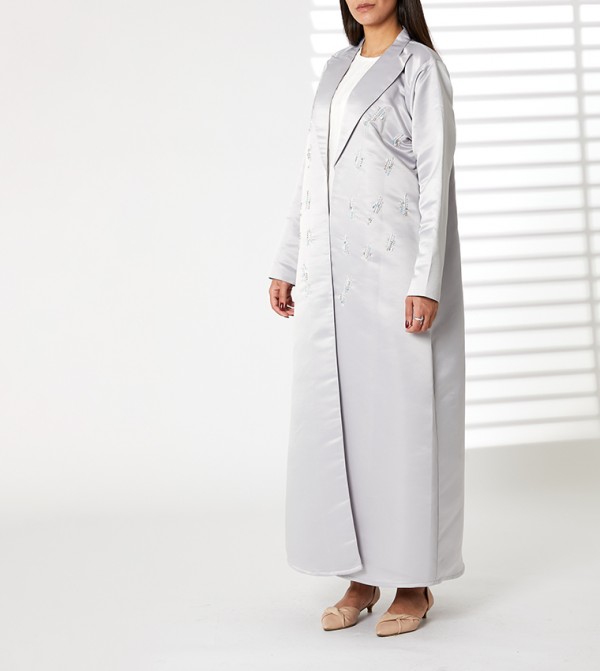 Embellished Lapel Collar Abaya