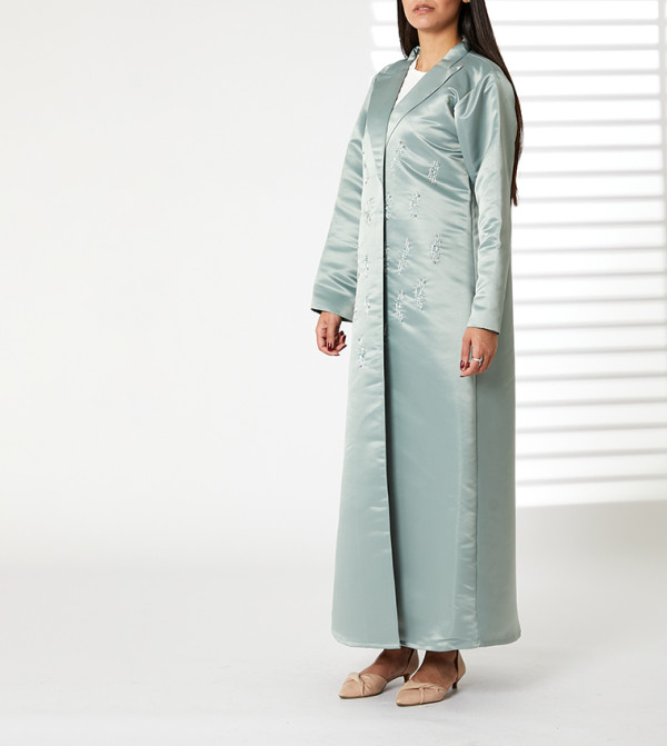 Embellished Lapel Collar Abaya