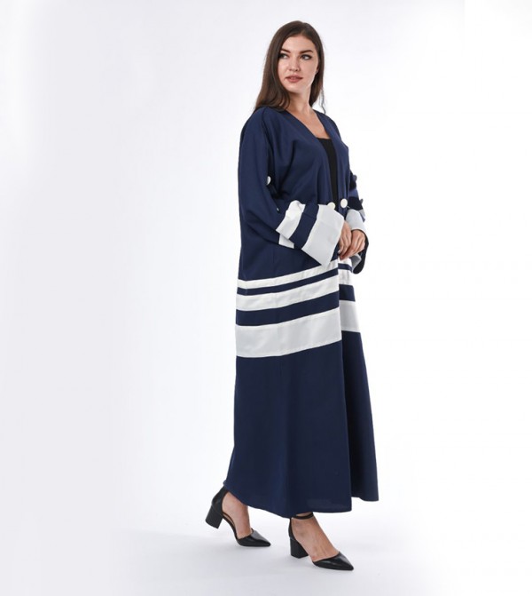 Color Block Flare Sleeve Abaya