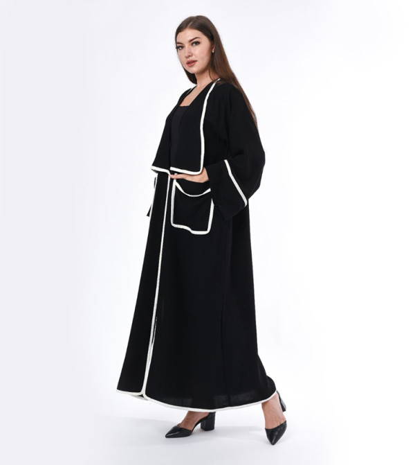 Contrast Hem Casual Abaya