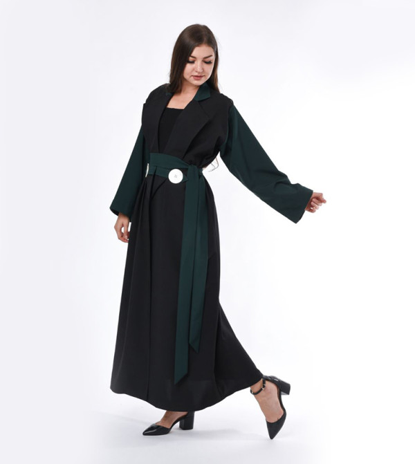 Notch Lapel Belted Abaya