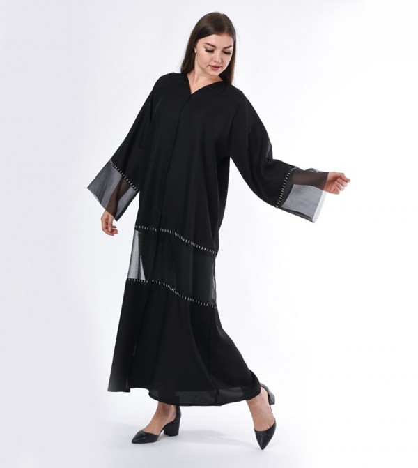 Hand Buckstitch Panaled Abaya