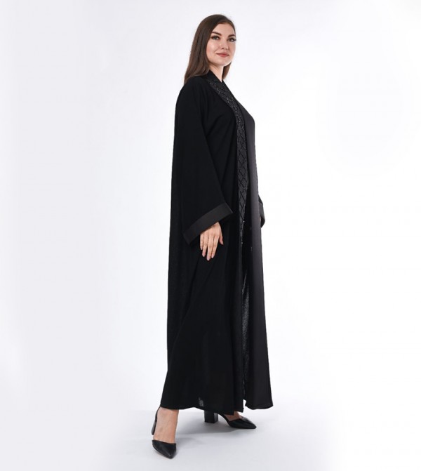 Embellished Shawl Lapel Abaya
