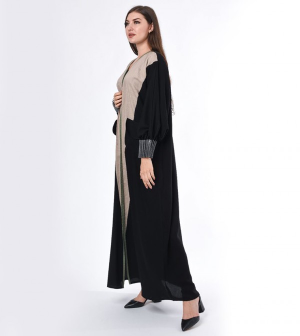 MOiSTREET Blue Pleated Chiffon Abaya - Moistreet