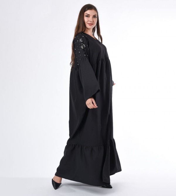 Hand Embroidered Tiered Abaya