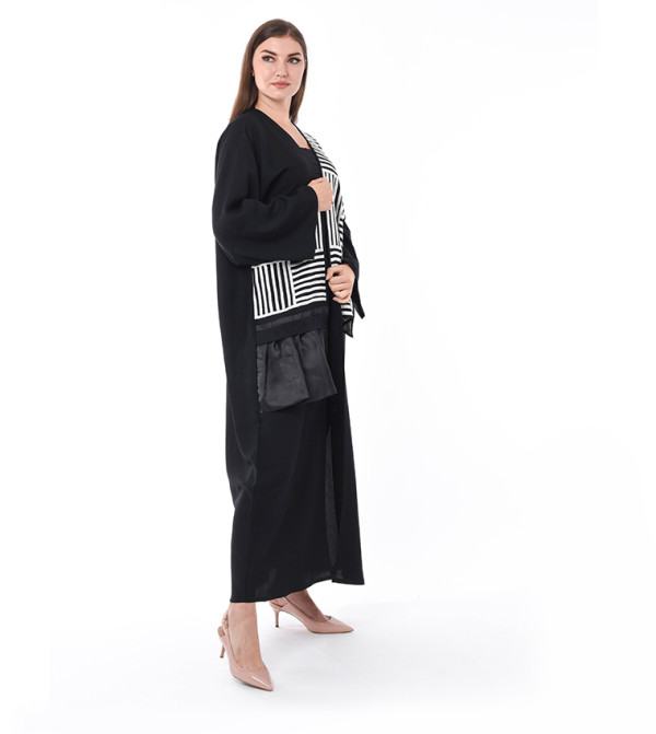 Striped Paneled Abaya