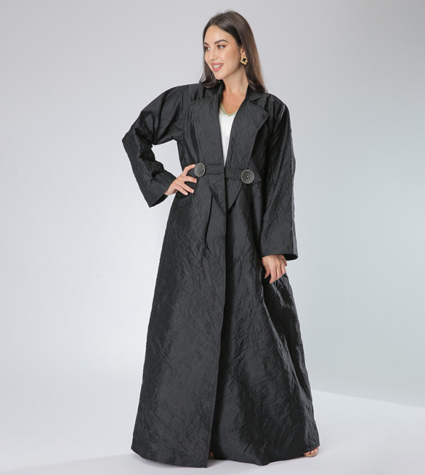 Blazer Collar Long Sleeves V-Neck Abaya