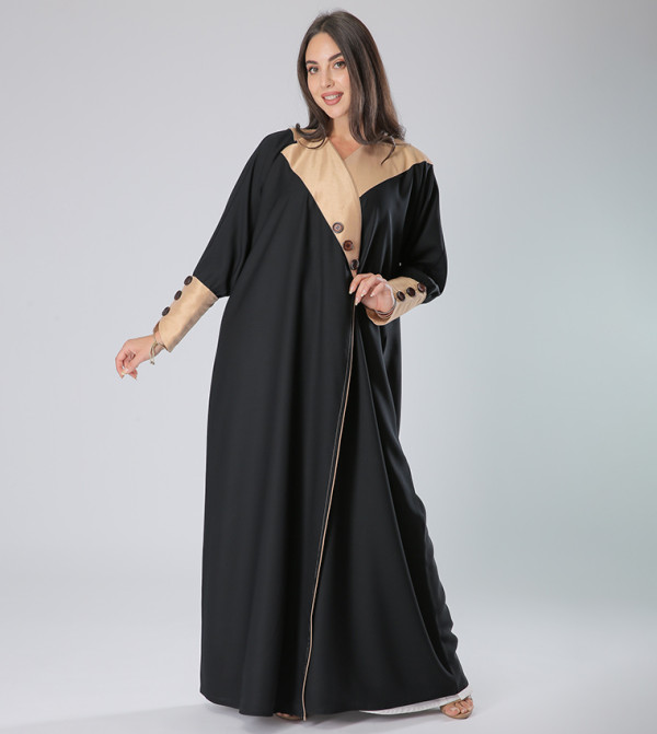 عباية بياقة بليزر متباينة 