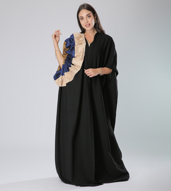 Sleeve Detailed V-Neck Abaya