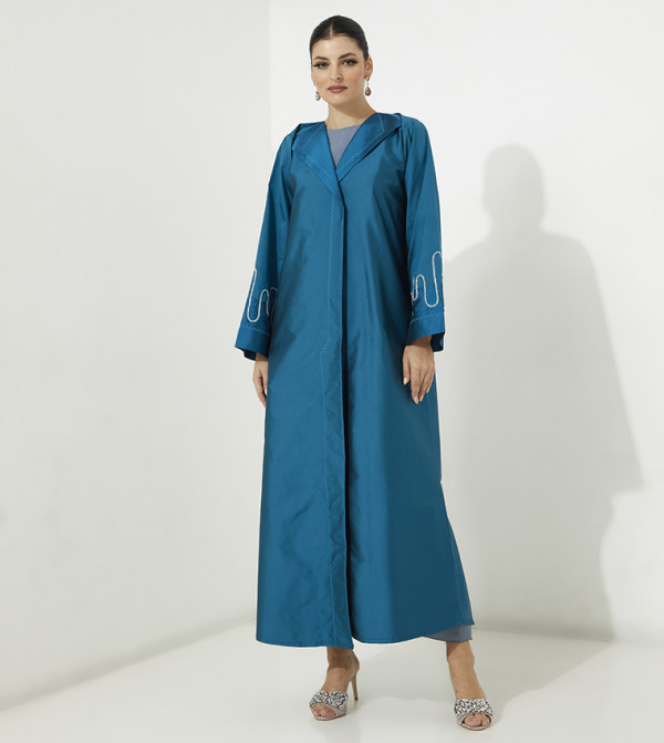 Victoria Satin Abaya with Handwork