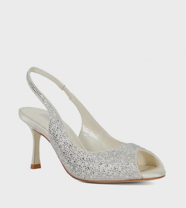 MONTAGE Embellished Peep Toe Heel Sandals