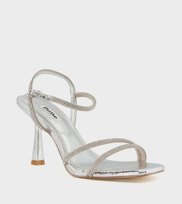 Buy Dune London MONTEGOS Embellished Heel Sandals In Silver