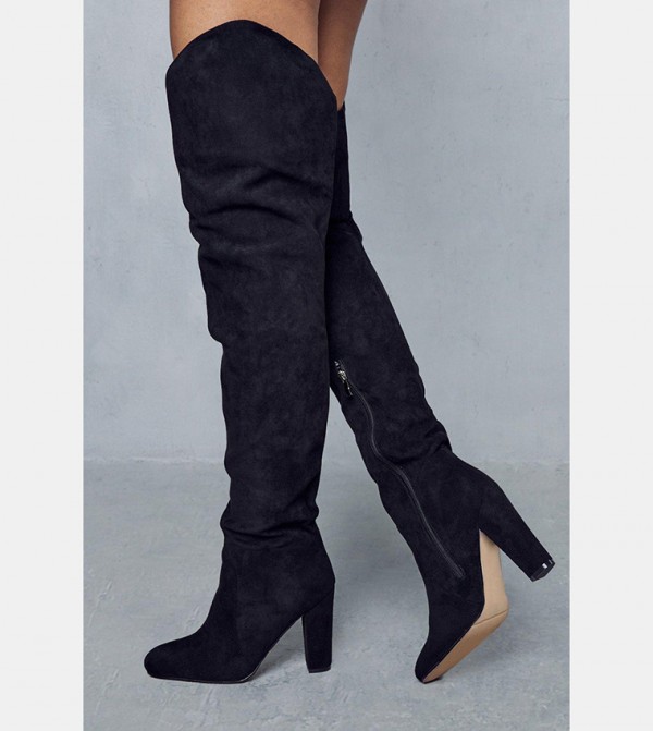 Buy MissPap Faux Suede Extreme Knee Thigh High Boots in Black 6thStreet UAE