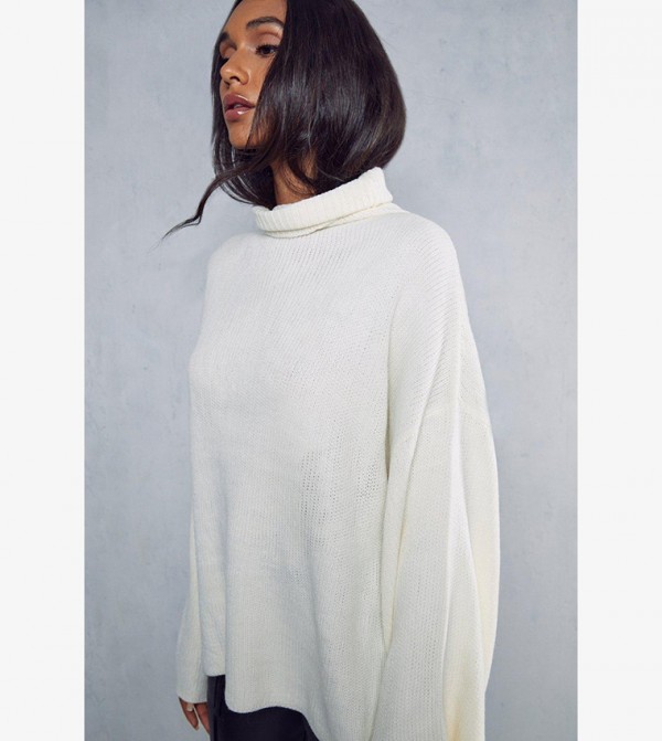 Oversized beige turtleneck sweater sales