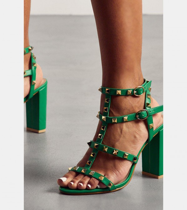 Open toe studded heels hotsell