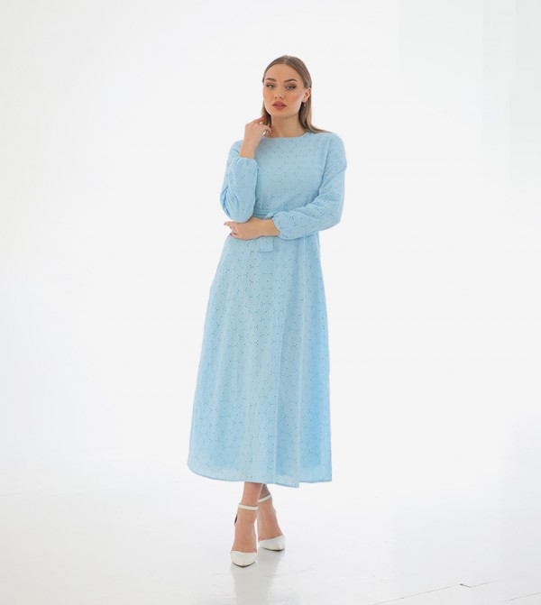 Embroidered Long Sleeves Midi Dress