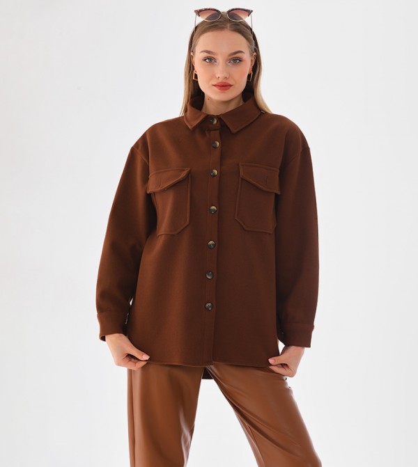 جاكيت بتصميم قميص بجيوب 