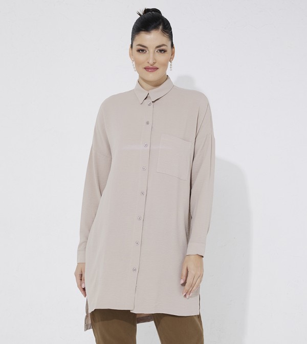 Solid Long Sleeves Shirt Tunic