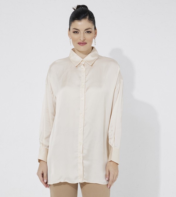 Solid Long Sleeves Satin Shirt