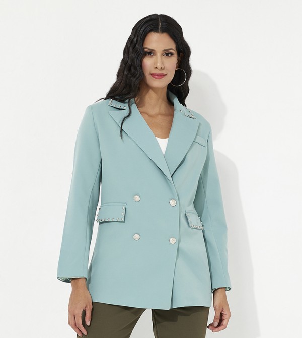 Double Breasted Lapel Collar Blazer