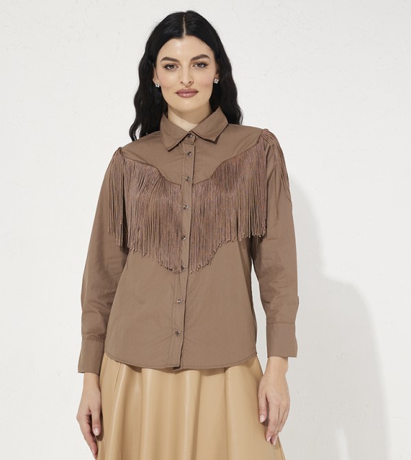 Fringed Classic Collar Shirt