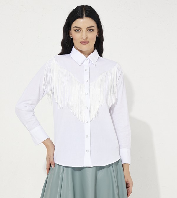 Fringed Classic Collar Shirt