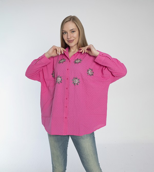 Crystal Embellished Long Sleeves Shirt