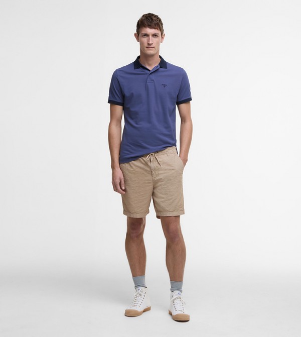 Drawstring Waist Relaxed Fit Seersucker Shorts