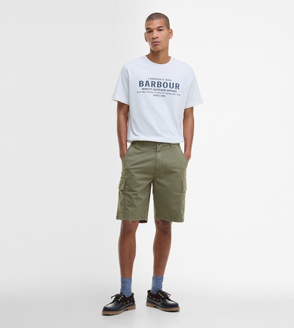 TWILL Solid Button Closure Cargo Shorts
