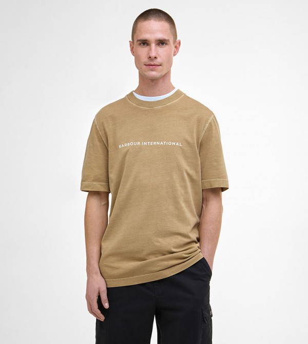 PERKINS Logo Printed Crew Neck T-Shirt