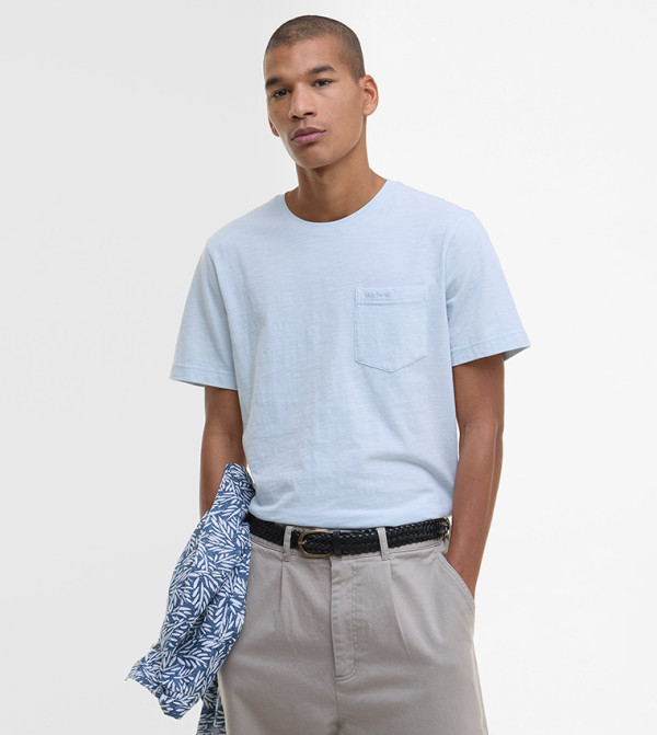 Pigment Dyed Pocket Detail Crew Neck T-Shirt