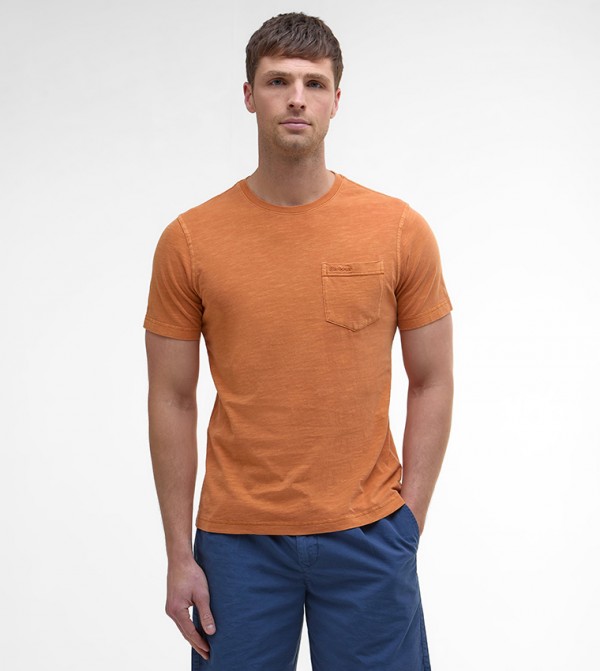 PIGMENT-DYED Pocket Detail Crew Neck T-Shirt