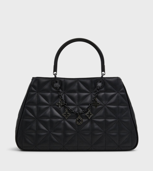Buy Steve Madden Bniko Quilted Zip Closure Satchel Bag In Black