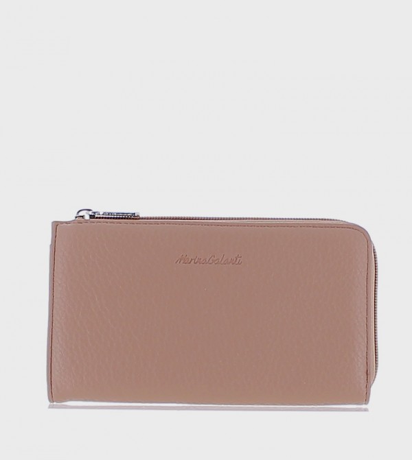 Textured Zippered Long Wallet