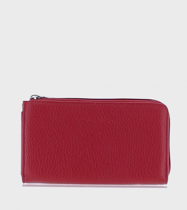 Textured Zippered Long Wallet